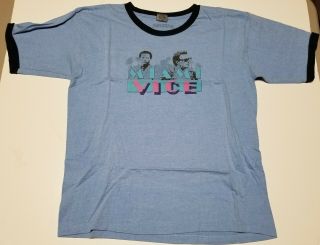 Vintage Miami Vice Ringer T - Shirt Men Large Crockett Tubbs Florida Old School
