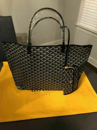 Goyard St.  Louis Gm Authentic Black Tote & Pochette Wallet Nwt Paris Rare