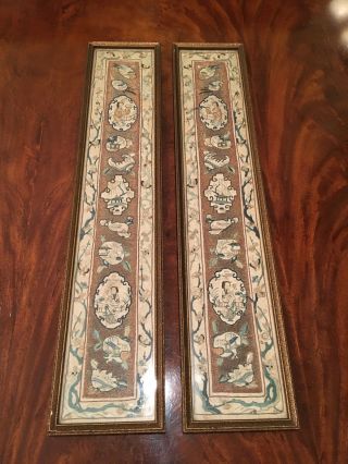 A Pair Chinese Qing Dynasty Textile Panels,  Framed 2. 2