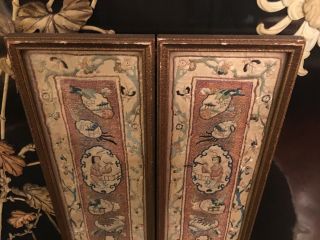 A Pair Chinese Qing Dynasty Textile Panels,  Framed 2. 3