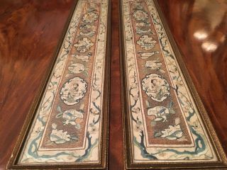 A Pair Chinese Qing Dynasty Textile Panels,  Framed 2. 5