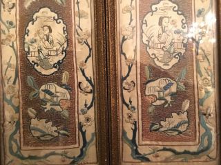 A Pair Chinese Qing Dynasty Textile Panels,  Framed 2. 6