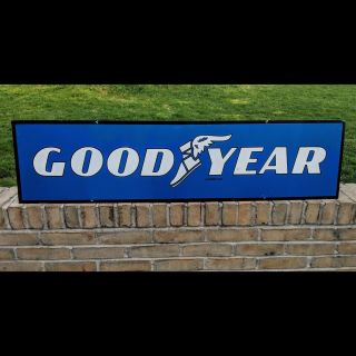 Vintage Goodyear Tires Dealer Double Sided Metal Sign Gas Station Oil 7