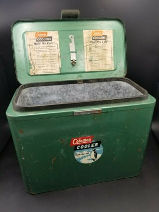 Vintage Metal Coleman Cooler “holds The Cold” Green Model No.  631 With
