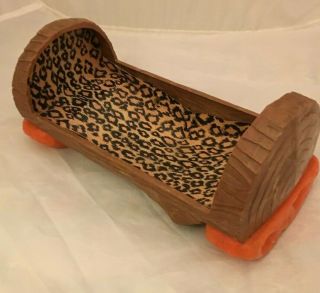 1963 Ideal Pebbles Flintstone Doll Log Cradle Vintage Hanna Barbera Cartoon