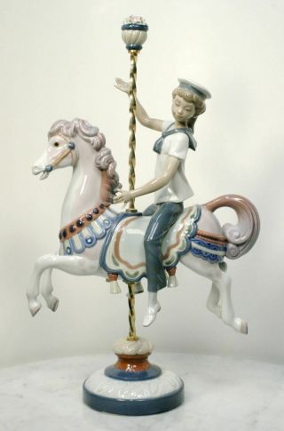Vintage Lladro “boy On Carousel” Figurine.  Boy On Horse 1985.  Jose Puche 1470