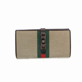 Authentic Vintage Gucci Long Wallet Sherry Line Browns Canvas 278243