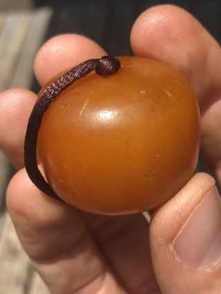 Old Baltic Amber (pressed) Egg Yolk Butterscotch Color Bead Pendant 26grams