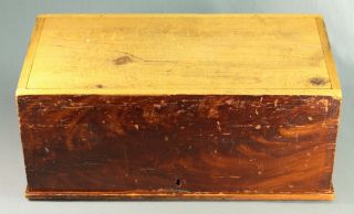 Antique 19th C American Pine Wood Locking Box Documents Grain Painted Primitive 12