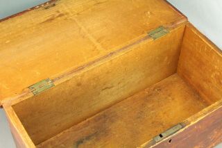 Antique 19th C American Pine Wood Locking Box Documents Grain Painted Primitive 6