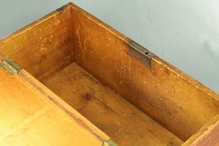 Antique 19th C American Pine Wood Locking Box Documents Grain Painted Primitive 9