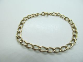 Vintage 14k Solid Yellow Gold Link Chain Bracelet 7 1/4 " 7.  25 "