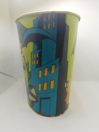 VTG 1966 Batman And Robin Comic Metal Trash Can 10 Inches Tall Made In U.  S.  A. 6