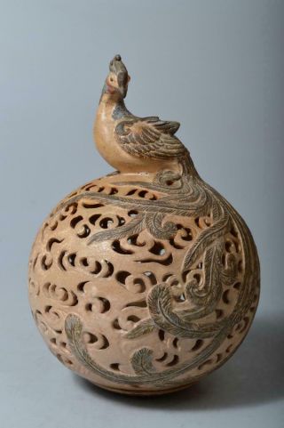 T507: Japanese Old Kiyomizu - Ware Chicken Sculpture Incense Burner W/box