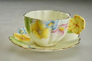 Vintage Paragon Iceland Poppy Flower Handle Tea Cup & Saucer