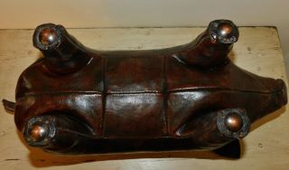 Vintage Leather Pig Foot Stool Ottomon 18 