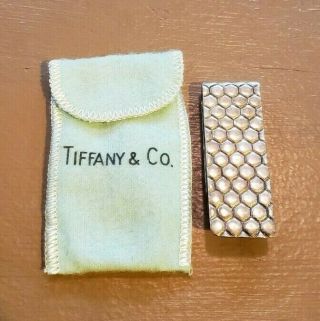 Rare Vtg Tiffany & Co Sterling Silver.  925 Honeycomb Pattern Money Clip W Pouch