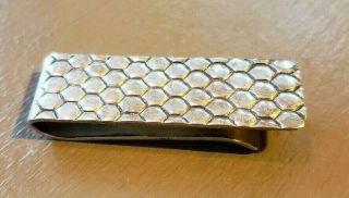 Rare VTG Tiffany & Co Sterling Silver.  925 Honeycomb Pattern Money Clip w Pouch 6