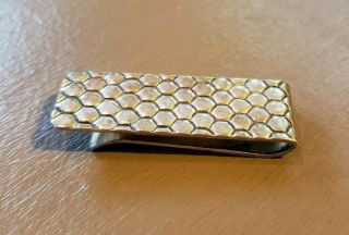 Rare VTG Tiffany & Co Sterling Silver.  925 Honeycomb Pattern Money Clip w Pouch 7