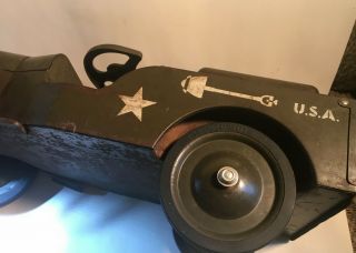 VINTAGE STRUCTO Green JEEP Army Ride On Toy 26 