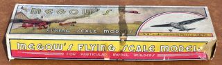 Vintage Megow ' s Stinson SR7A Balsa Wood Model Airplane Kit Box 3/4 