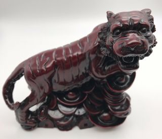 Vintage Money Tiger Wealth Statue Figurine Chinese Zodiac Resin Gift 5 " X5 "