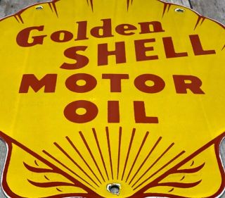 Golden Shell Motor Oil Porcelain Sign Vintage Clam Oil & Gas Pump Plate Gasoline
