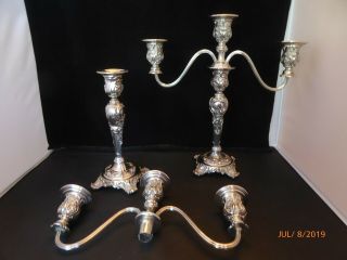 Vintage Ropgers Silver Plate Unusual Single Candle Holder Converts To Candelabra