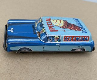 Vintage Small Tin Litho Toy Friction Car Made In Japan Ice Cream Truck