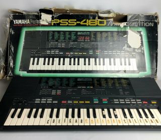 Vtg 80s Yamaha Portasound Pss - 480 Music Station 49 Key Keyboard Synthesizer Midi