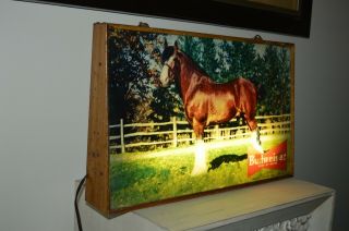 ANTIQUE VINTAGE BUDWEISER CLYDESDALE BEER LIGHTED BAR SIGN Raymond Price 2