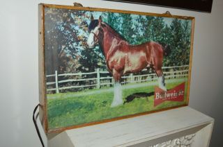 ANTIQUE VINTAGE BUDWEISER CLYDESDALE BEER LIGHTED BAR SIGN Raymond Price 3