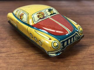 Old Antique Vintage 1950’s Tin Litho Pressed Steel Friction Toy Car HAJI Japan 2