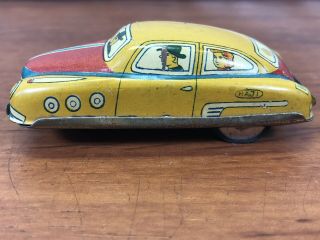 Old Antique Vintage 1950’s Tin Litho Pressed Steel Friction Toy Car HAJI Japan 5