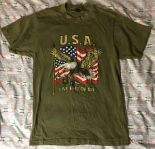 Vintage 80’s U.  S.  A.  Live Or Die Shirt M Commando Military Design 1980’s