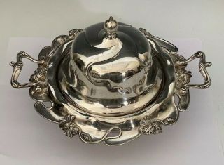 Vintage Derby Silver Co Silver Plate Art Noveau Covered Butter Dish