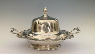 Vintage Derby Silver Co Silver Plate Art Noveau Covered Butter Dish 2