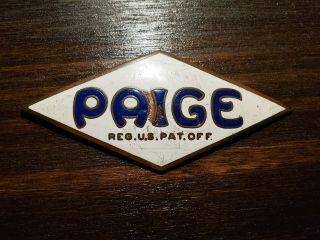 Paige Radiator Car Emblem Rare Vintage Enamel Porcelain Sign Badge