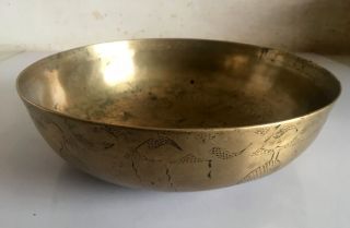 Antique Old Bronze Kansa Rare Hand Carved Medicine Big Bowl