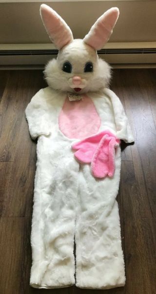 Vintage Nwt Adult Easter Bunny Rabbit Mascot Head Furry Costume Mask & Mitts