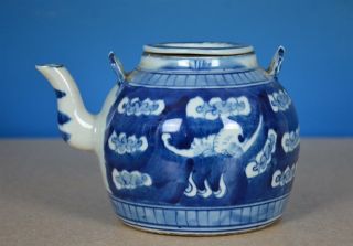 Fine Antique Chinese Blue And White Porcelain Teapot Rare M3910