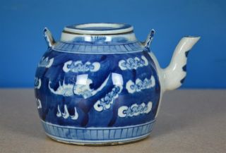 FINE ANTIQUE CHINESE BLUE AND WHITE PORCELAIN TEAPOT RARE M3910 2