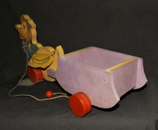 VINTAGE 1937 FISHER PRICE Ducky Flip - Flap 717 Wings & Feet WOOD DUCK PULL TOY 7