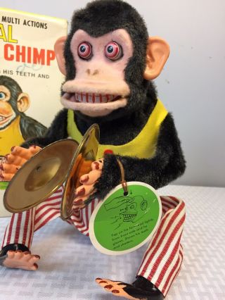 Vintage Daishin Musical Jolly Chimp Monkey With Box & Tag 2