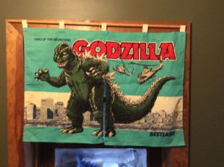 Vtg Godzilla Beetland Cloth Banner 32”x23” Promotional Store Display Never Seen