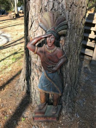 VINTAGE CIGAR TOBACCO STORE INDIAN WOODEN HAND CARVED BY LOWELL E STURRUP 2