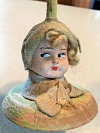 Antique 1920s German Papier - Mâché Doll Wooden Hat Stand 3