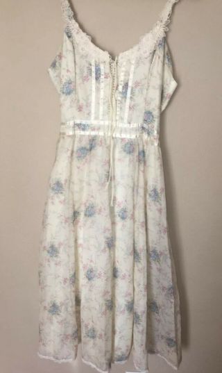 Gunne Sax Prairie Sun Dress Floral Cream Size 13 Euc Vintage
