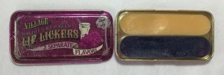 Vintage Village Lip Lickers Balm Grape Soda.  3 oz Tin Near Full Double Up Flavor 4