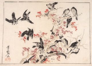 Kawanabe Kyosai,  Authentic,  Antique Woodblock Print—kyosai Ragaku Fine